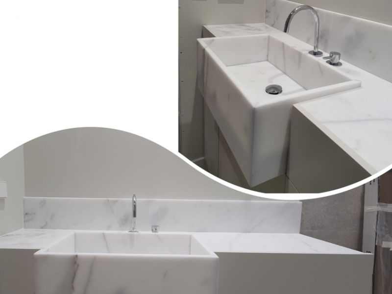 Lavabo en mármol Blanco premium